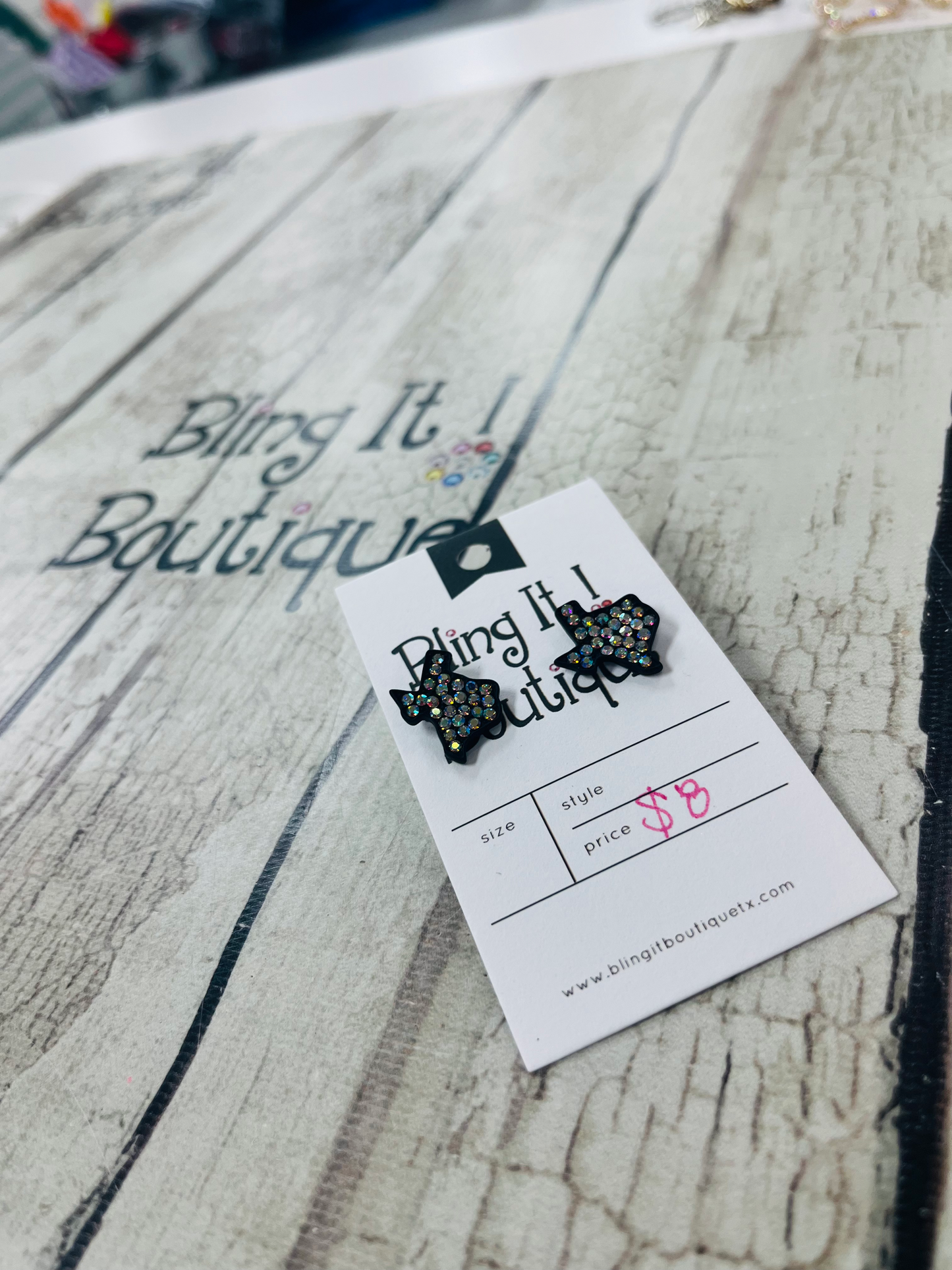 Texas Stud Earrings (Rhinestones) image 0