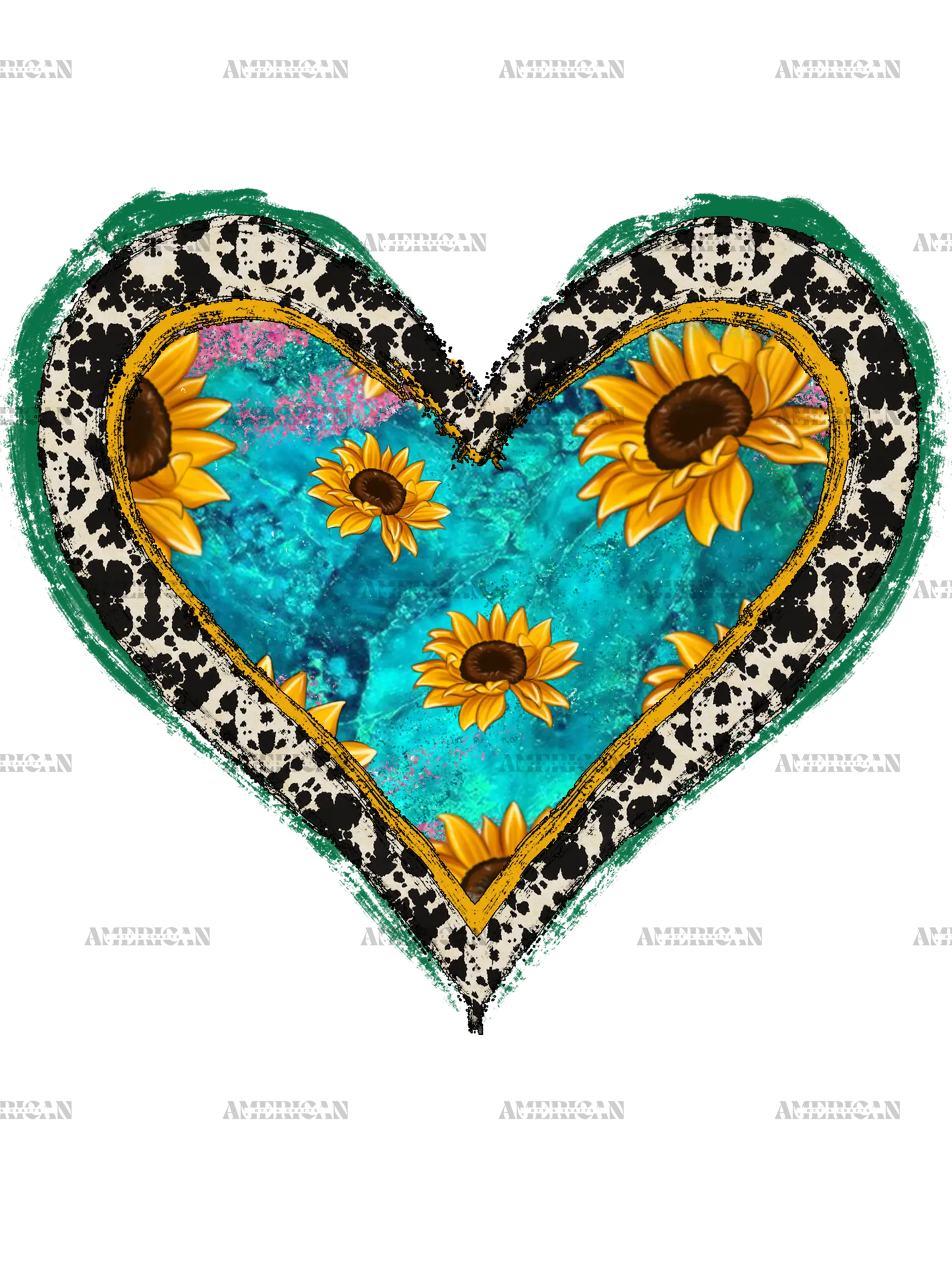 Turqoise_Sunflower_Heart_cowhide