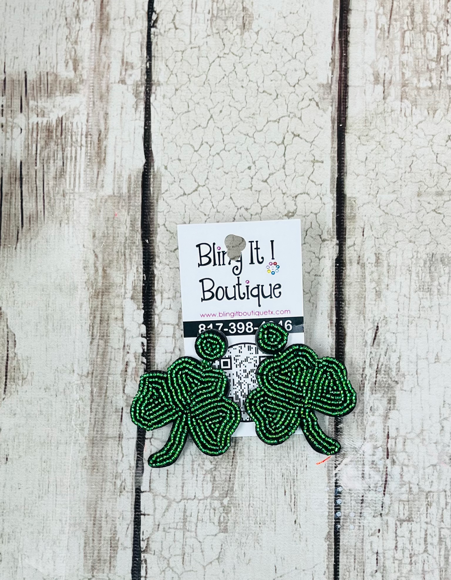 Beaded Shamrock earrings image 0