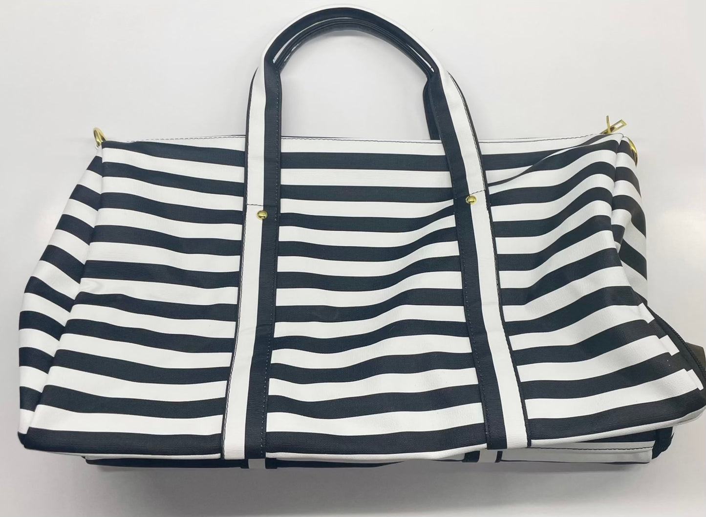 Leather striped duffle image 0