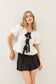BUBBLE BABYDOLL BLOUSE WITH CONTRAST BOW TIE image 1