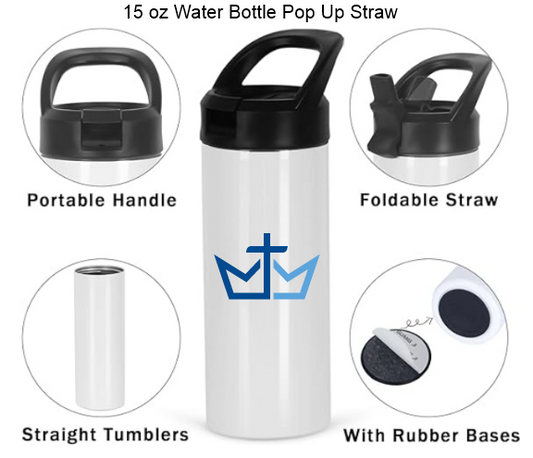 COLS 15 OZ. Water Bottle Pop Up Straw