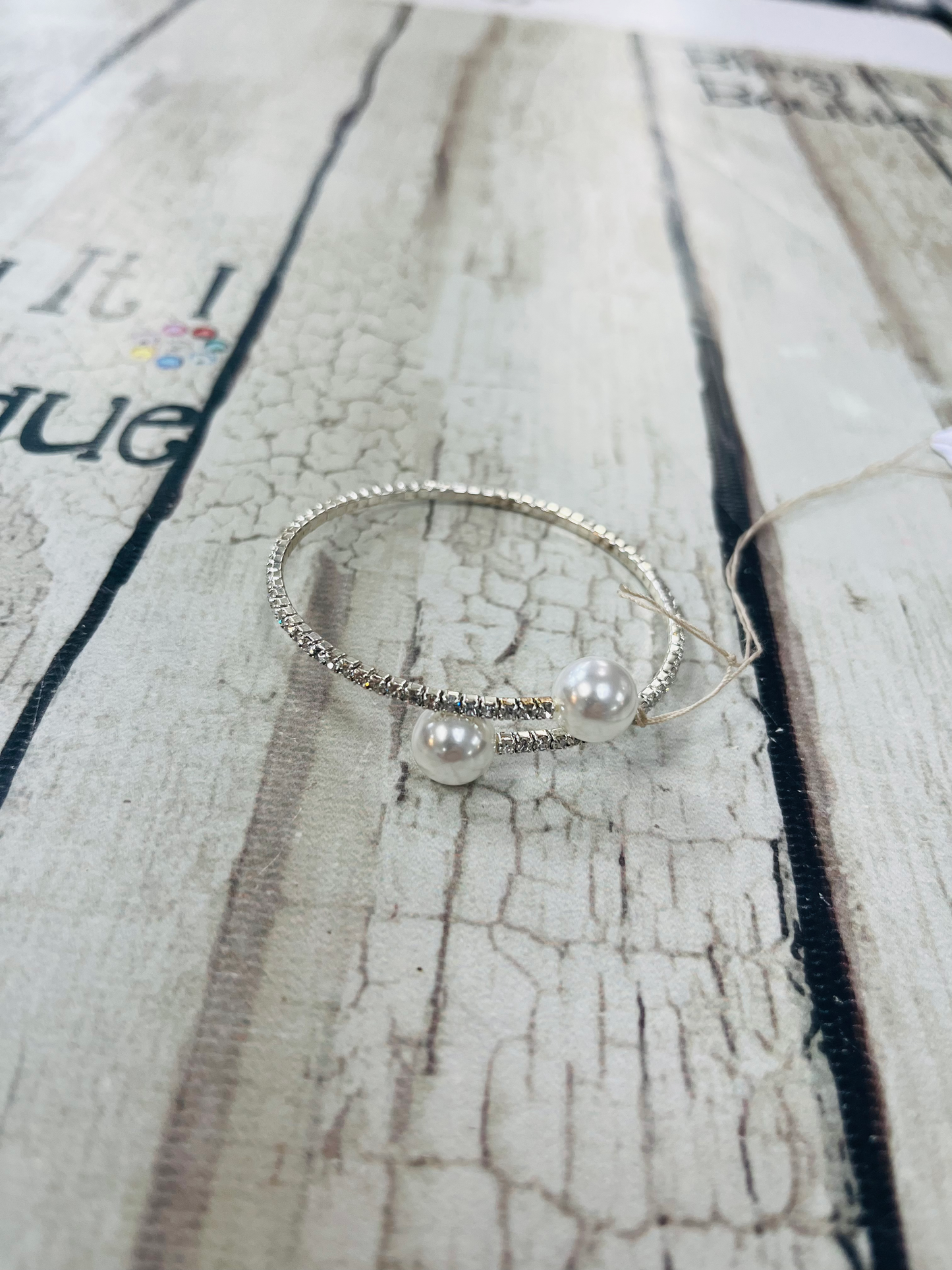 Rhinestone Bracelet w/Pearls image 0