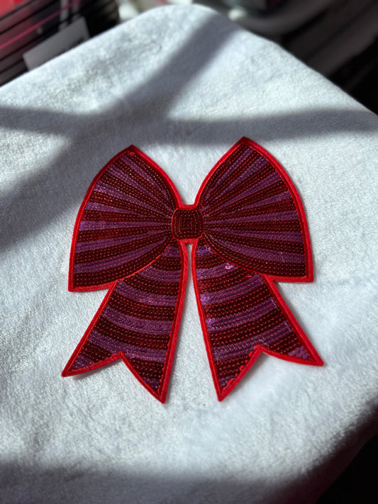 Red Stripe Sequin Bow image 0