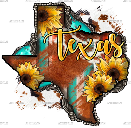 Cowhide_Sunflower_Texas_Map