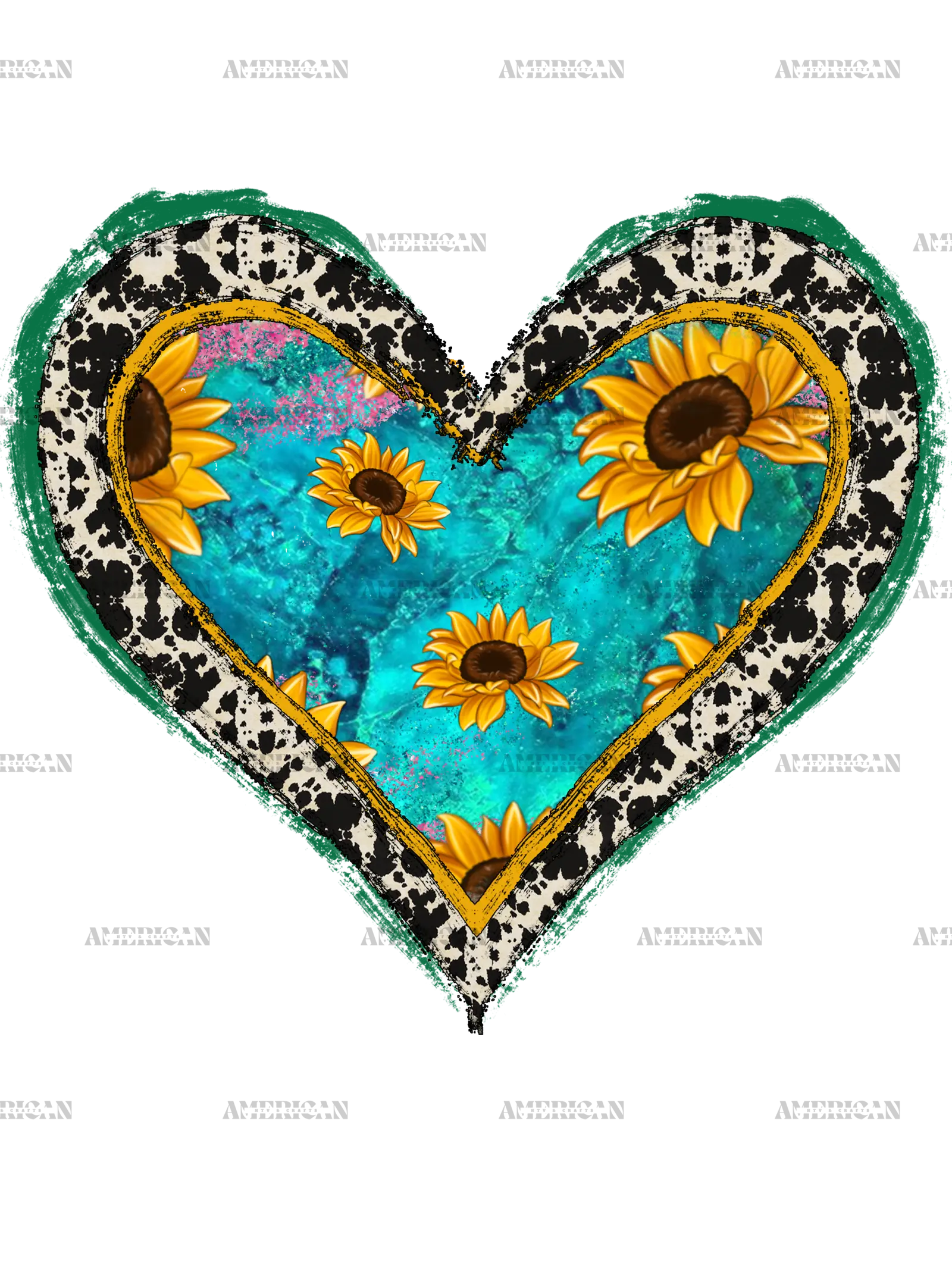 Turqoise_Sunflower_Heart_cowhide