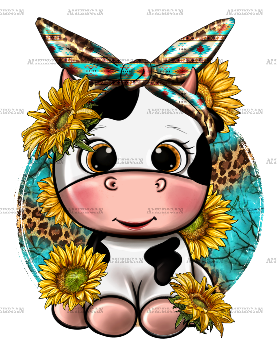 Cute_Cow_With_Sunflower_And_Leopard