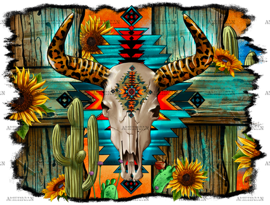 Leopard_Horn_Bull_Skull_Aztec