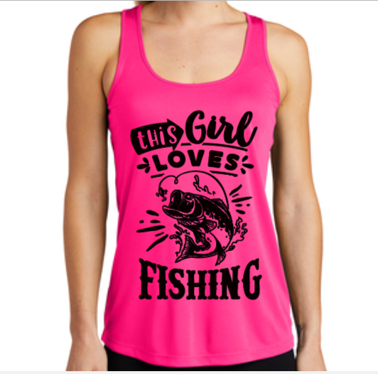 NTWF "This Girl Loves Fishing" Dri-Frit Tank image 0