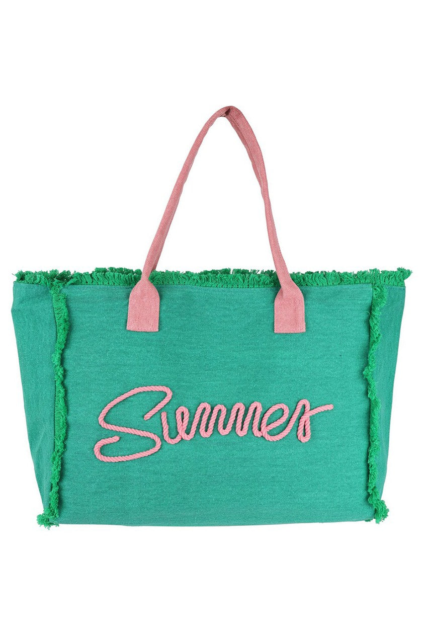 Sewn Rope Summer Letter Fringe Canvas Bag image 0