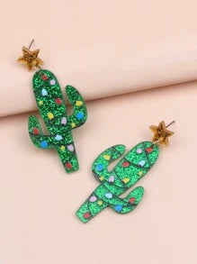 Christmas Cactus Earrings image 0