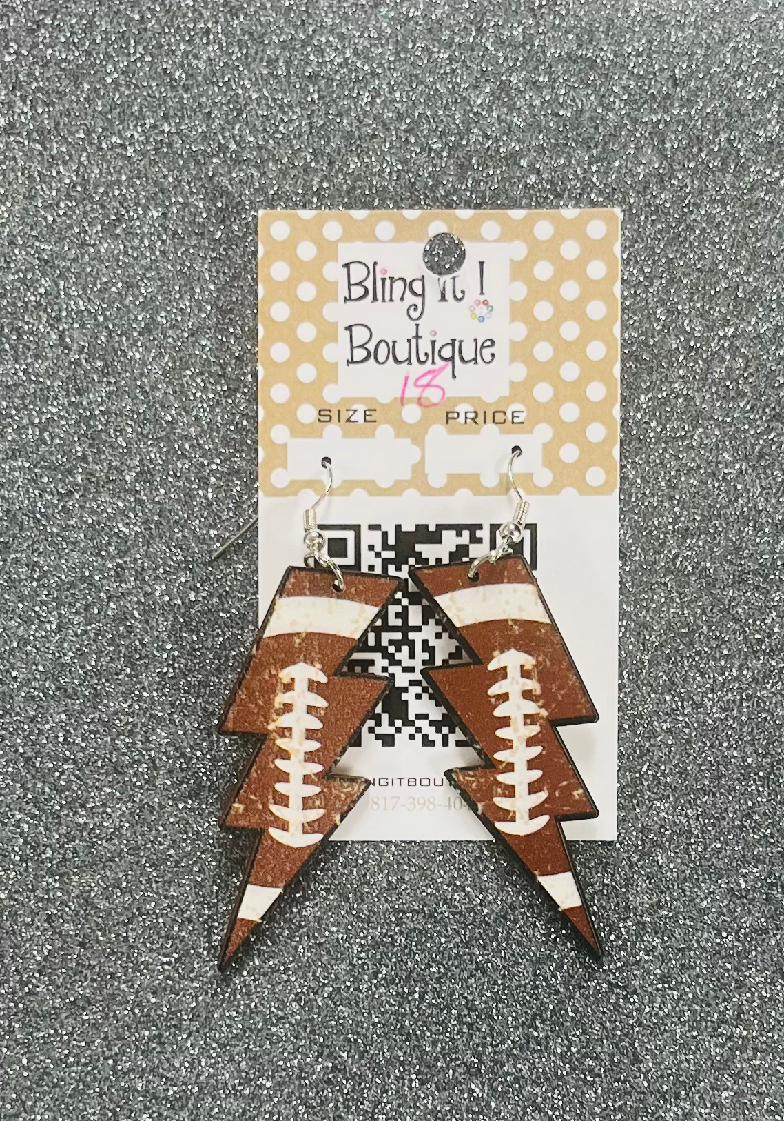 Lightning Bolt Football Earrings image 0