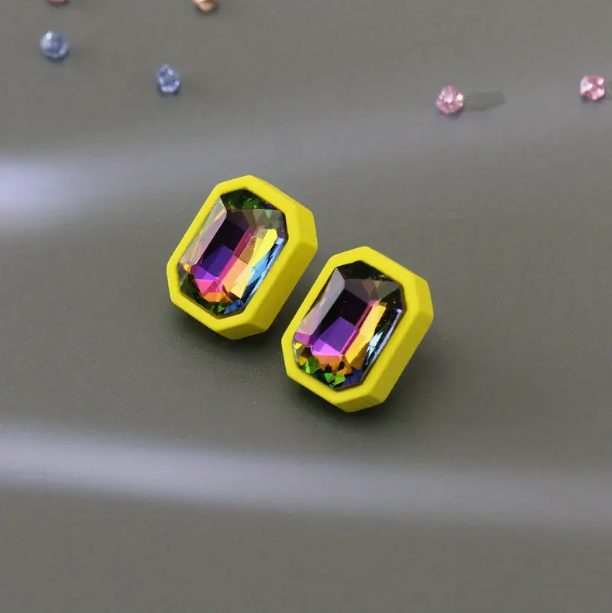 Pink Rhinestone Stud Earrings image 3