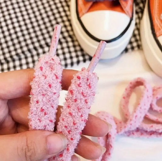 Fuzzy Pink Shoelaces image 0