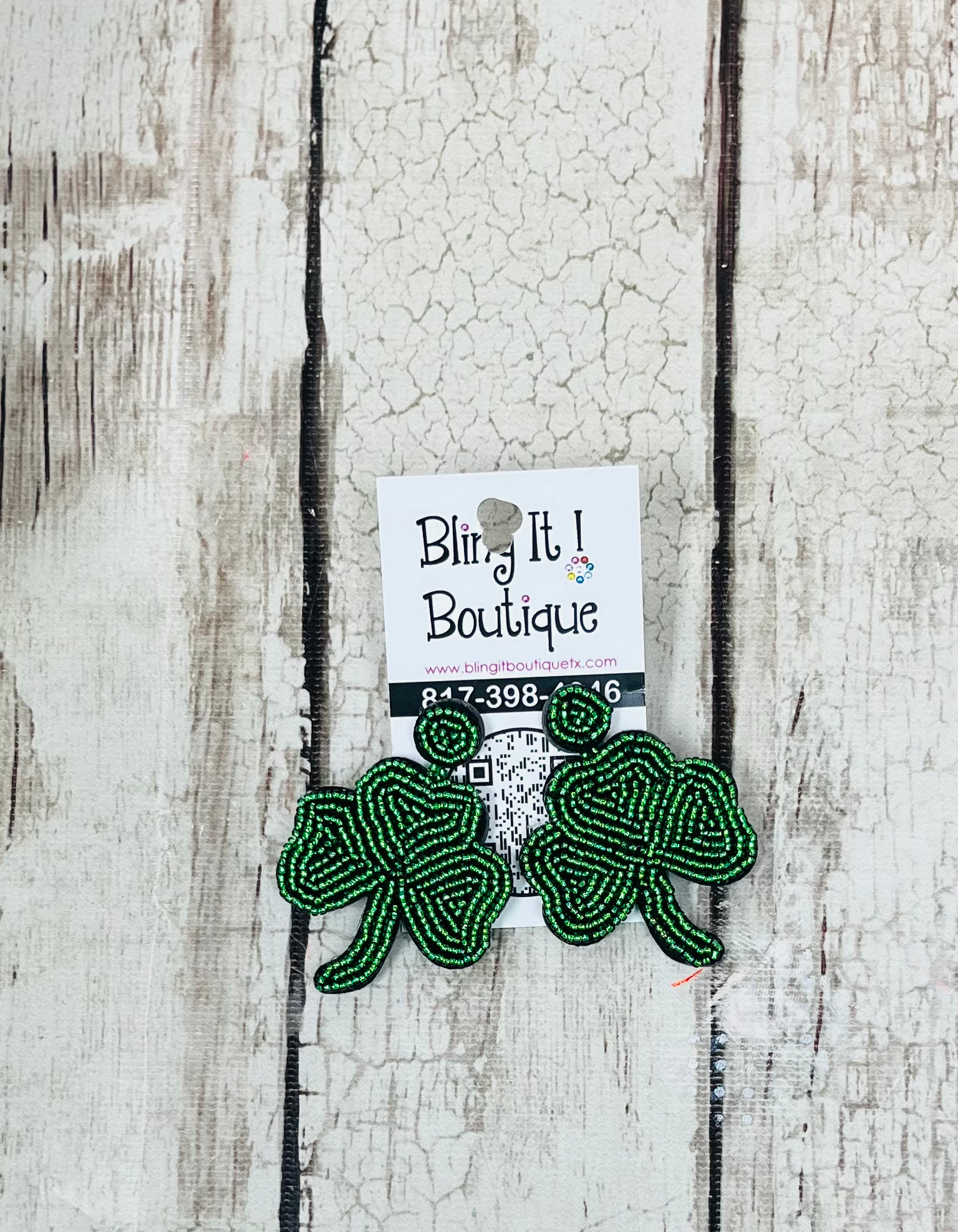 Beaded Shamrock earrings image 0