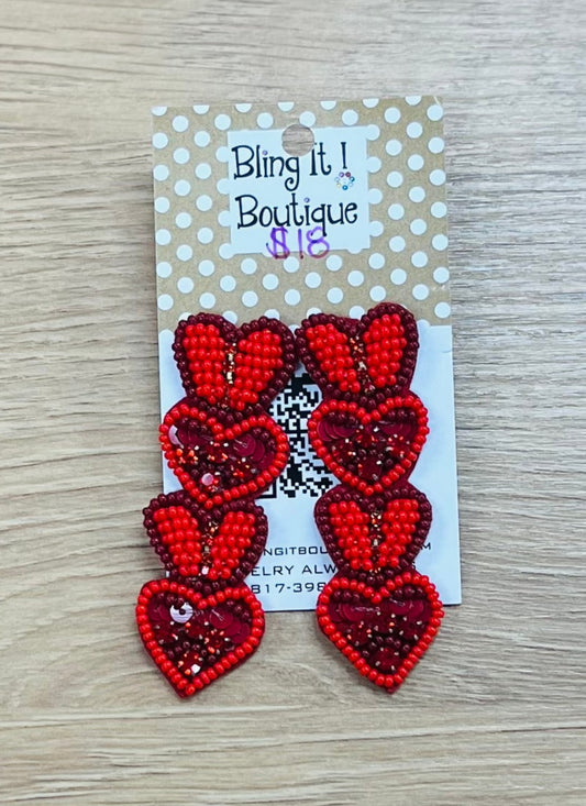 Beaded Strung Heart earrings image 0