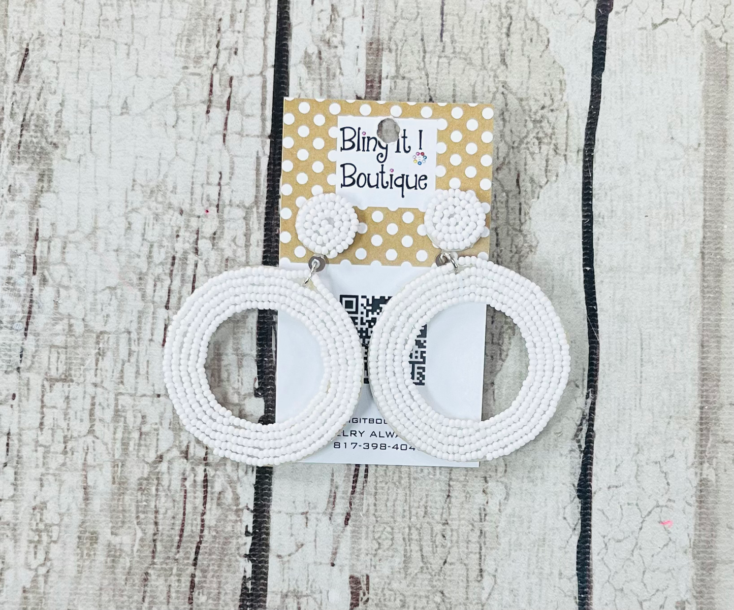 Beaded Lips, Flowers, and White circle earrings image 2