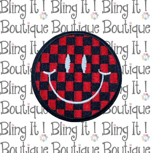 CHECKERED SMILEY FACE PATCH image 0