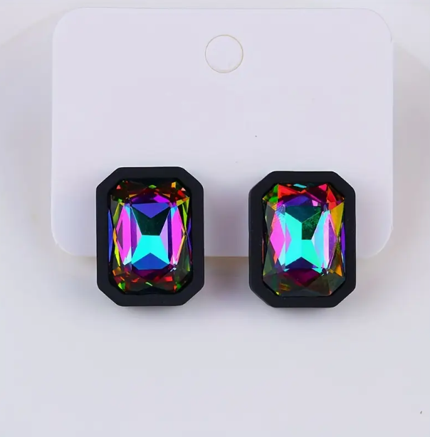 Pink Rhinestone Stud Earrings image 1