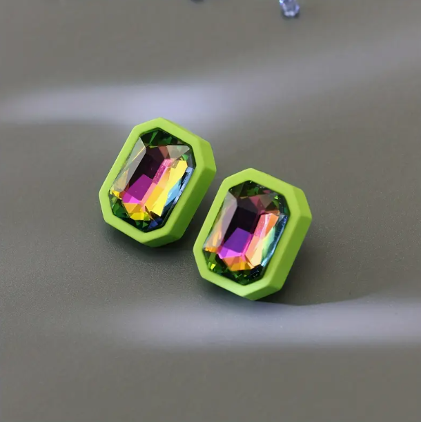 Pink Rhinestone Stud Earrings image 2