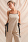 LINEN BLEND SUMMER JUMPSUIT OVERALLS WITH SIDE TIE image 0