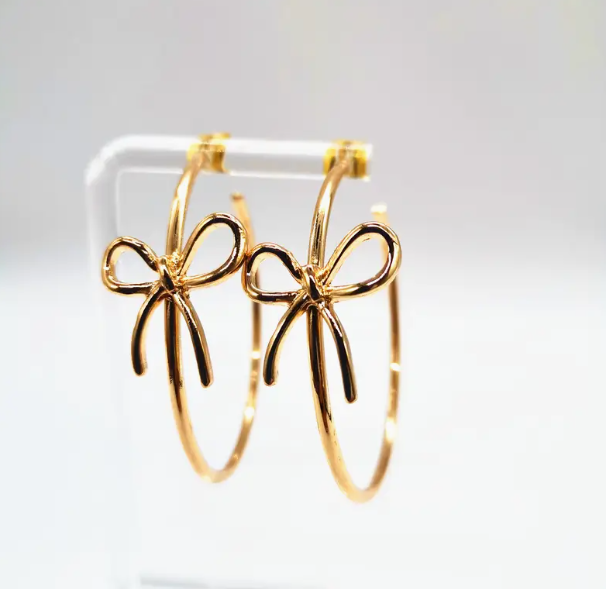Bow Hoop Earrings image 1