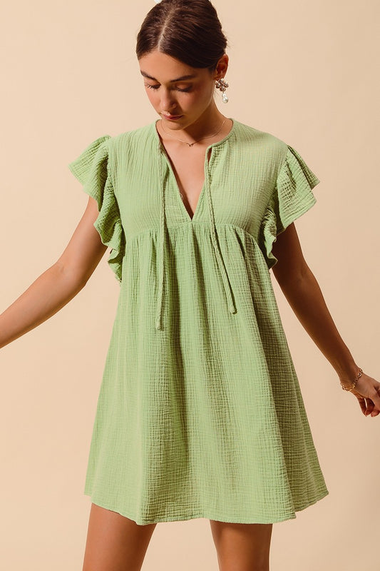 MINERAL WASHED CRINKLE GAUZE SUMMER DRESS image 1