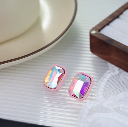 Pink Rhinestone Stud Earrings image 0