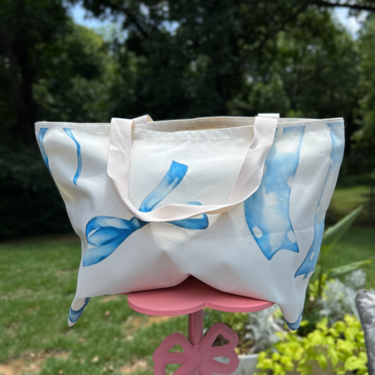 LARGE BLUE BOW TOTE BAG image 0