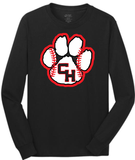 CHHS Baseball Paw w/Stitches Long Sleeve image 0