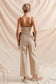 LINEN BLEND SUMMER JUMPSUIT OVERALLS WITH SIDE TIE image 1