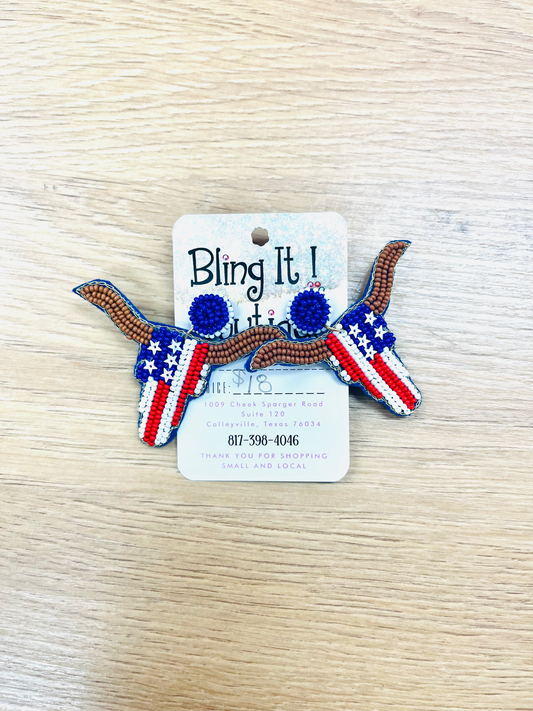 J4 Beaded Longhorn Earrings image 0