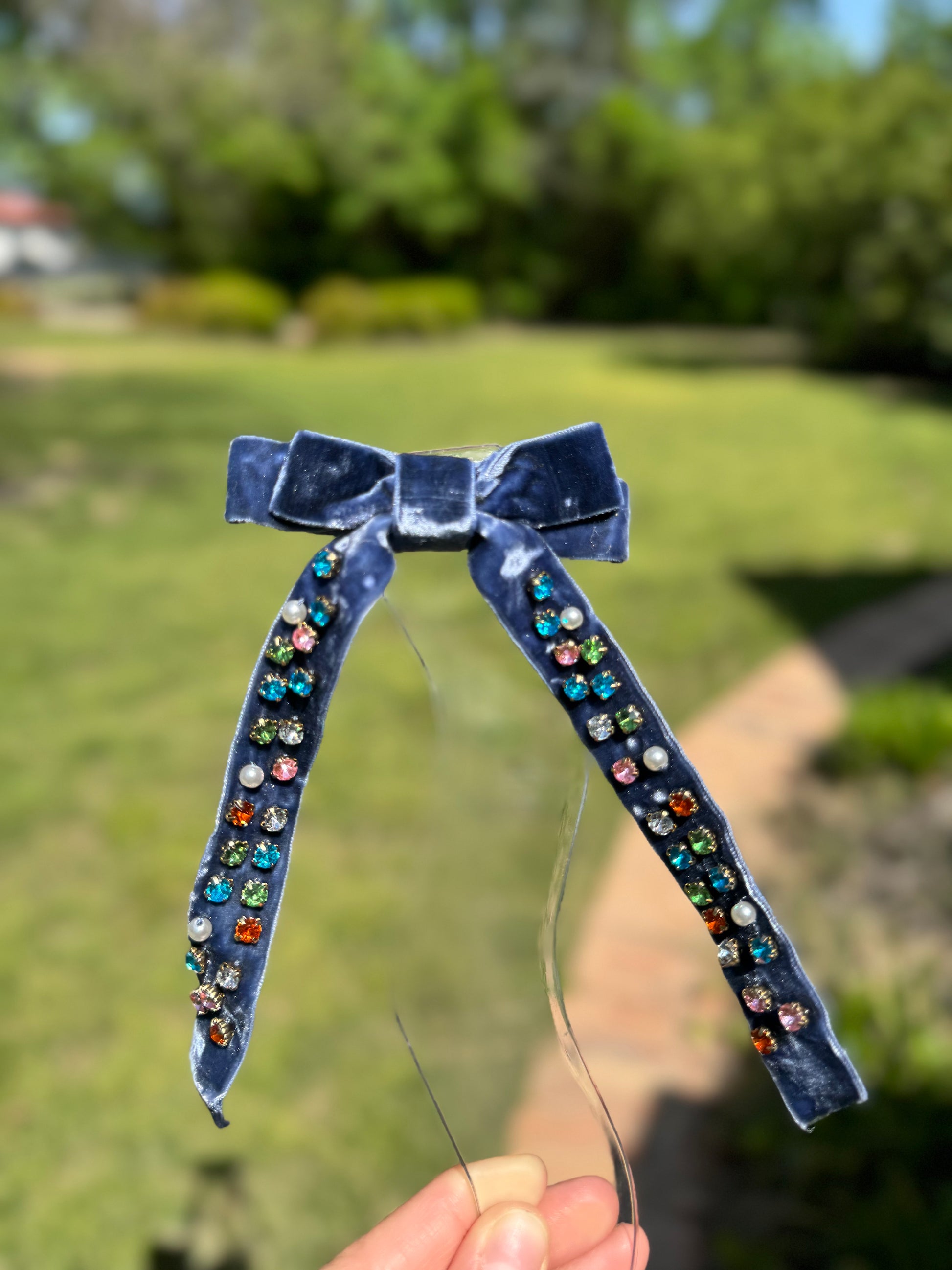 Rhinestone Navy Bow image 0