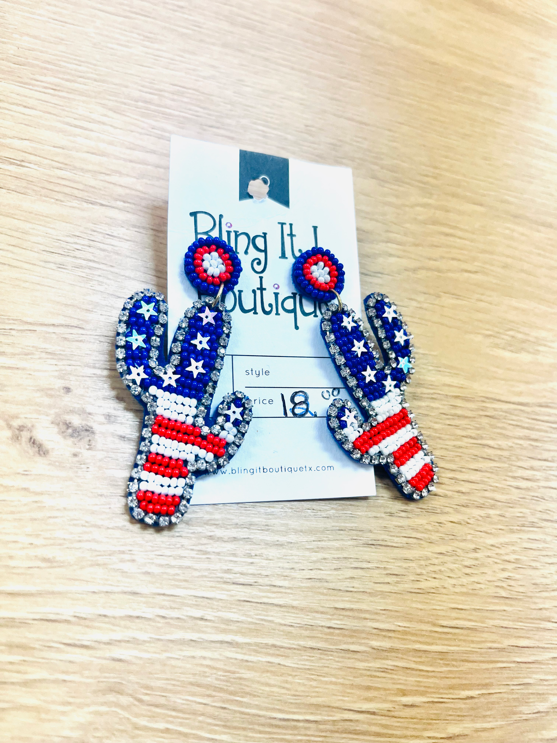 J4 Rhinestone Cactus Earrings image 0