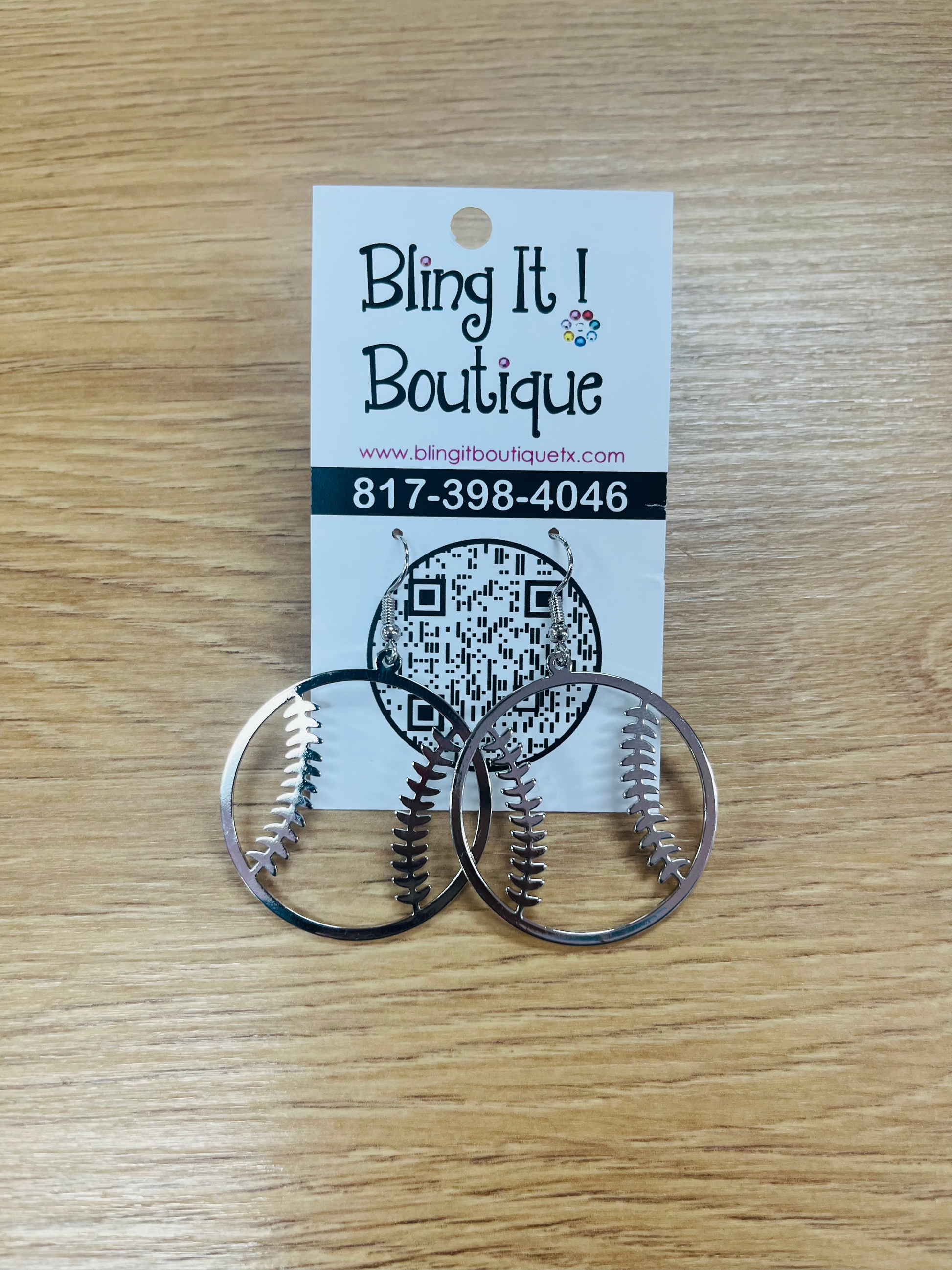 DT Chrome Baseball Earrings image 0