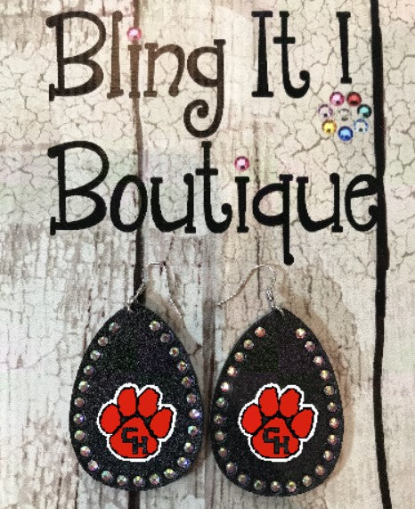 CHHS FB Paw Earrings with Rhinestones image 0