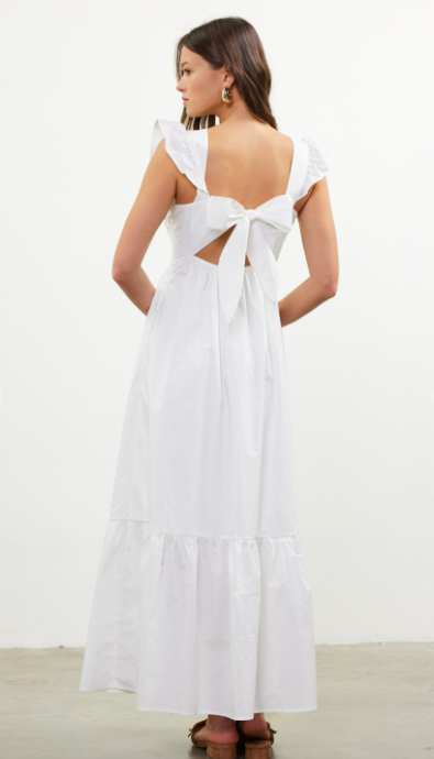 POPLIN TIE BACK MAXI DRESS image 1