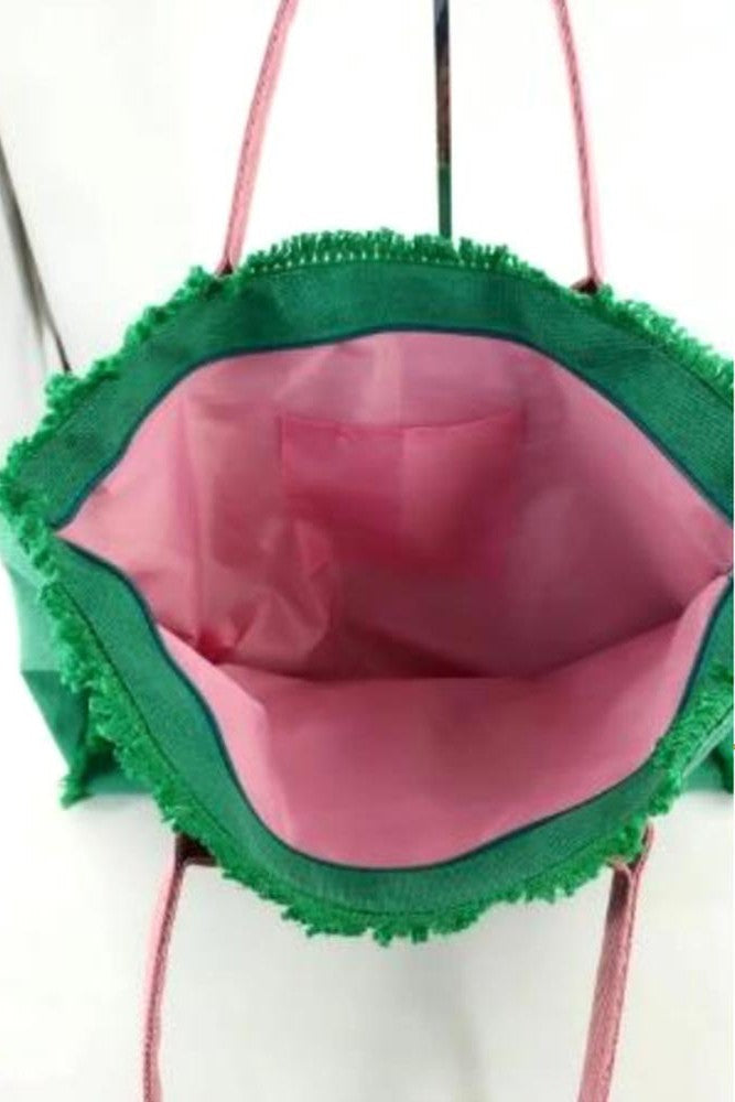 Sewn Rope Summer Letter Fringe Canvas Bag image 1