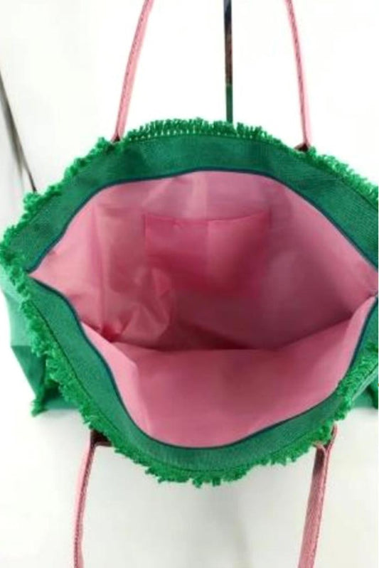 Sewn Rope Summer Letter Fringe Canvas Bag image 1