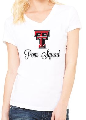 Pom Squad Logo Fitted V Neck image 0
